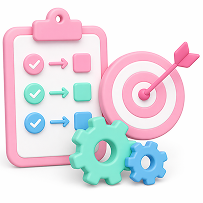 Strategy and execution together icon